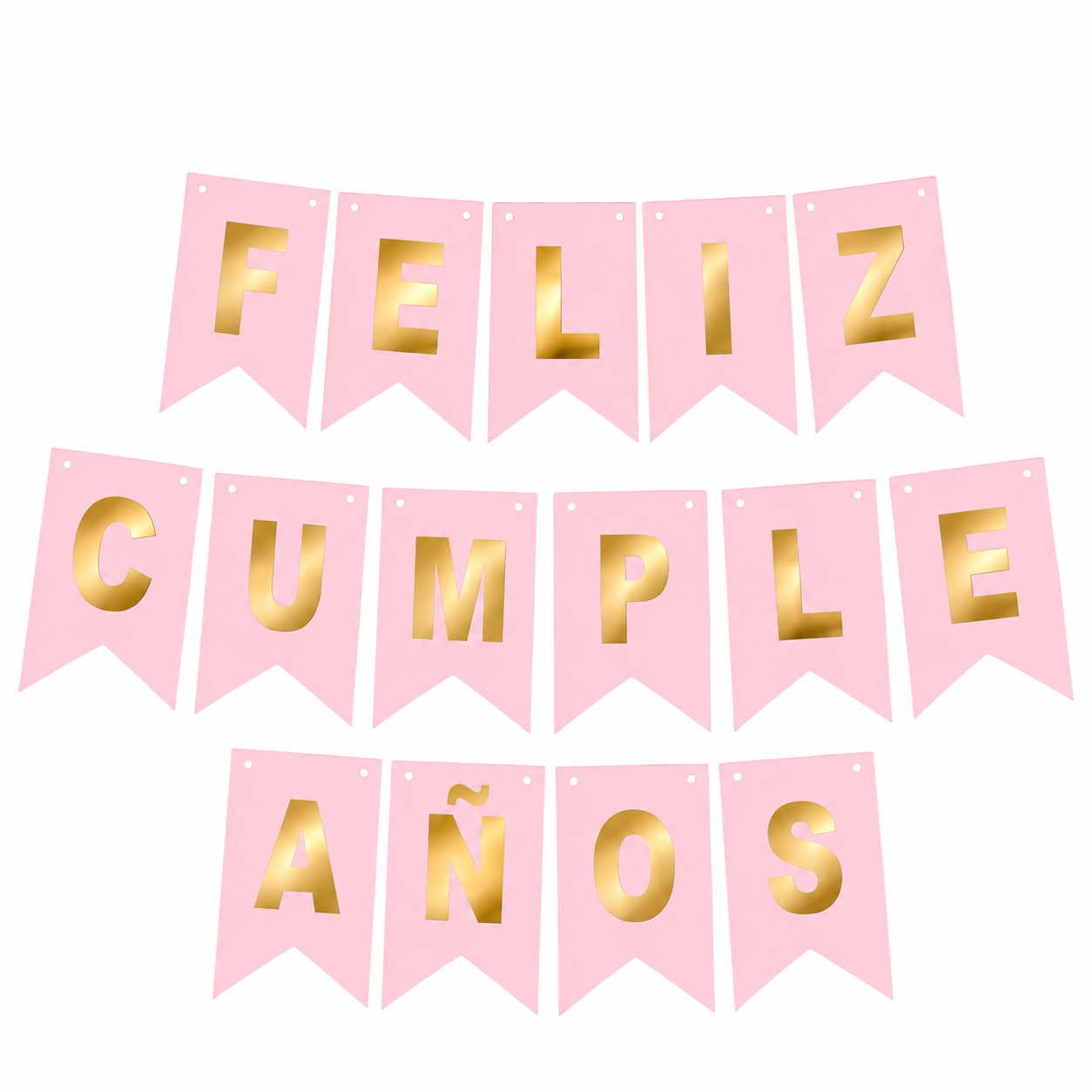 GUIRNALDA FELIZ CUMPLEAÑOS ROSADO/DORADO 3M X1U