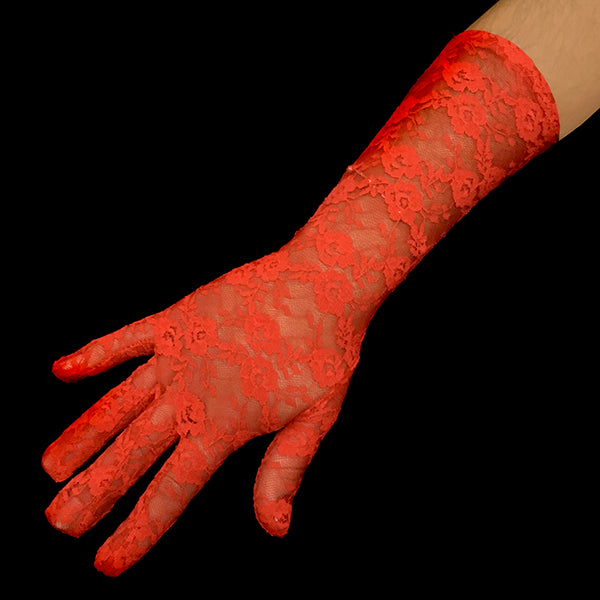 GUANTE ENCAJE ROJO 34CM X1U