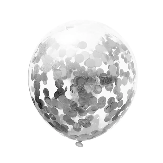 GLOBO CONFETTI PLATEADO R12 30CM X12U