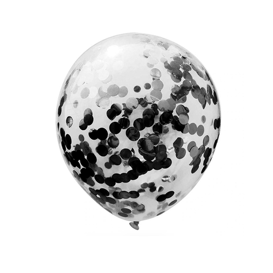 GLOBO CONFETTI NEGRO R12 30CM X12U