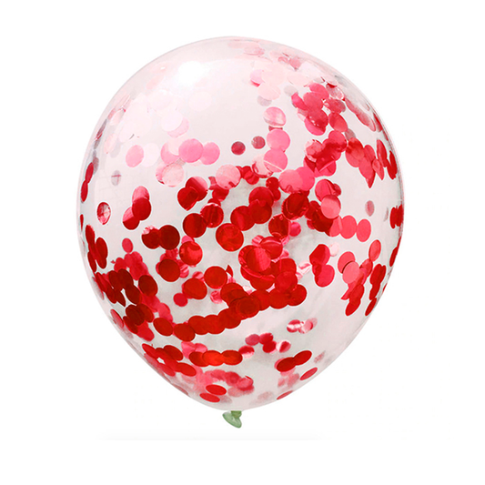 GLOBO CONFETTI ROJO R12 30CM X12U