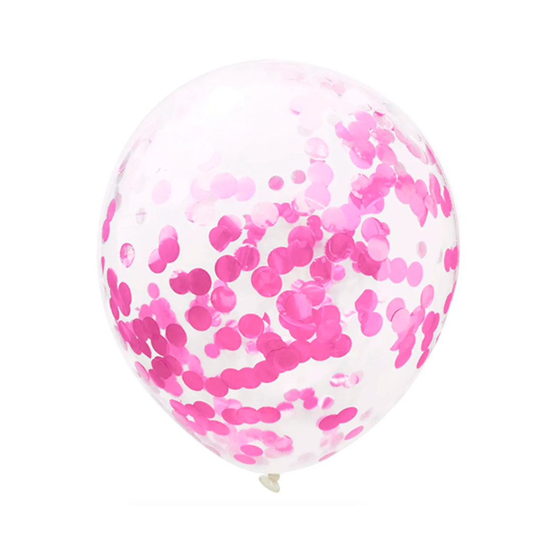 GLOBO CONFETTI ROSADO R12 30CM X12U