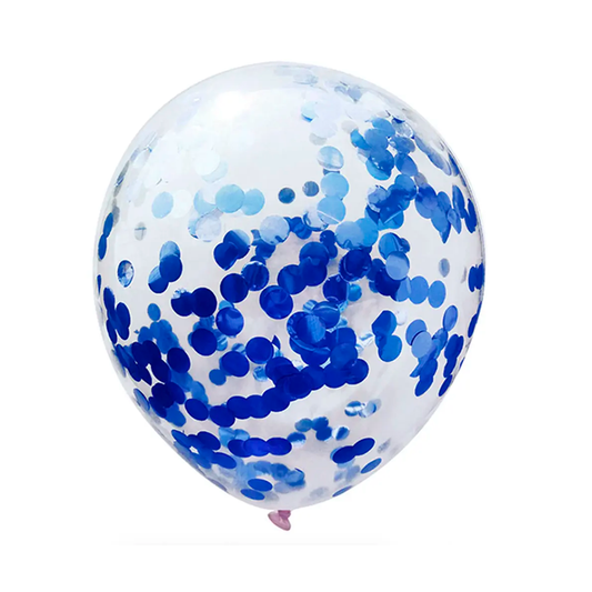 GLOBO CONFETTI AZUL R12 30CM X12U