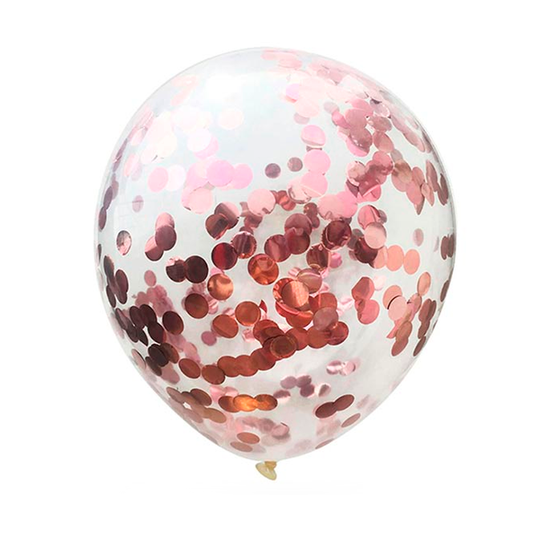 GLOBO CONFETTI ROSE GOLD R12 30CM X12U