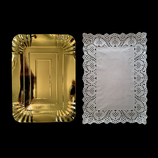 BANDEJA RECTANGULAR BLONDA 25X35CM DORADO X1U