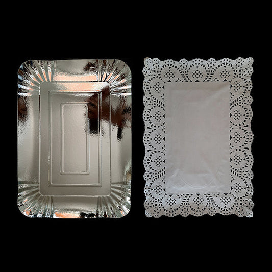 BANDEJA RECTANGULAR BLONDA 25X35 PLATEADO X1U