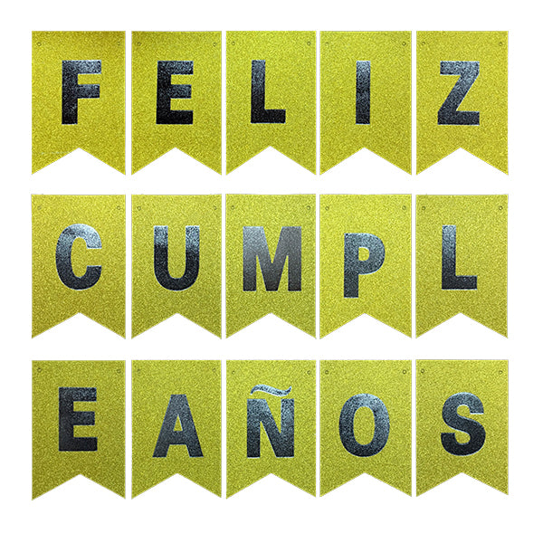 GUIRNALDA FELIZ CUMPLEAÑOS DORADO/PLATEADO X1U