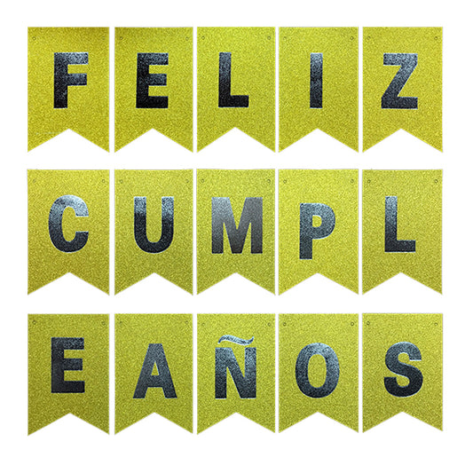 GUIRNALDA FELIZ CUMPLEAÑOS DORADO/PLATEADO X1U