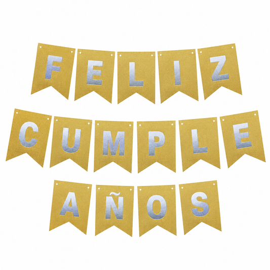 GUIRNALDA FELIZ CUMPLEAÑOS DORADO/PLATEADO X1U