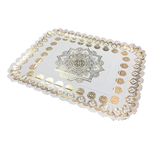 BANDEJA RECTANGULAR MANDALA BLANCA 31x41CM X1U