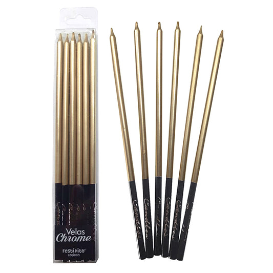 VELAS CROMADAS DORADAS X6U