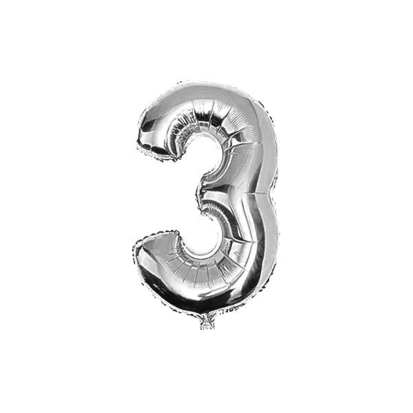 GLOBO 32" N°3 PLATEADO