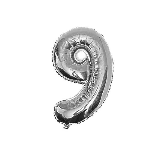 GLOBO 32" N°9 PLATEADO