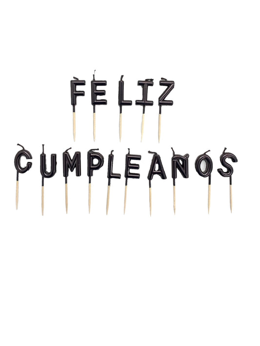 VELA FRASE FELIZ CUMPLEAÑOS METALICA NEGRA X1U