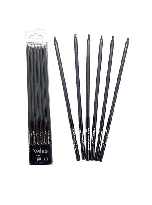 VELAS CROMADAS NEGRAS X6U