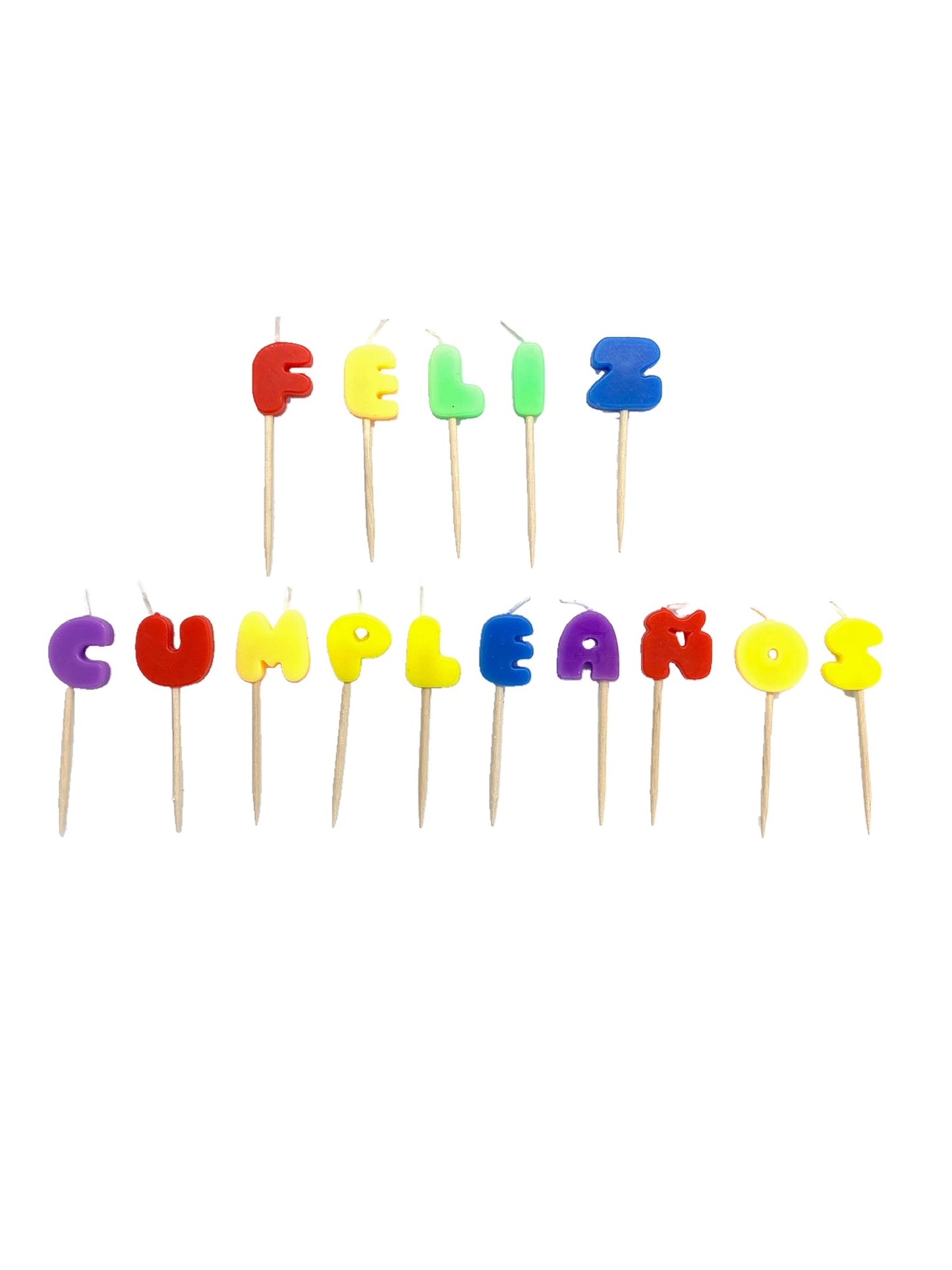 VELA FRASE FELIZ CUMPLEAÑOS COLORES MIXTOS X1U