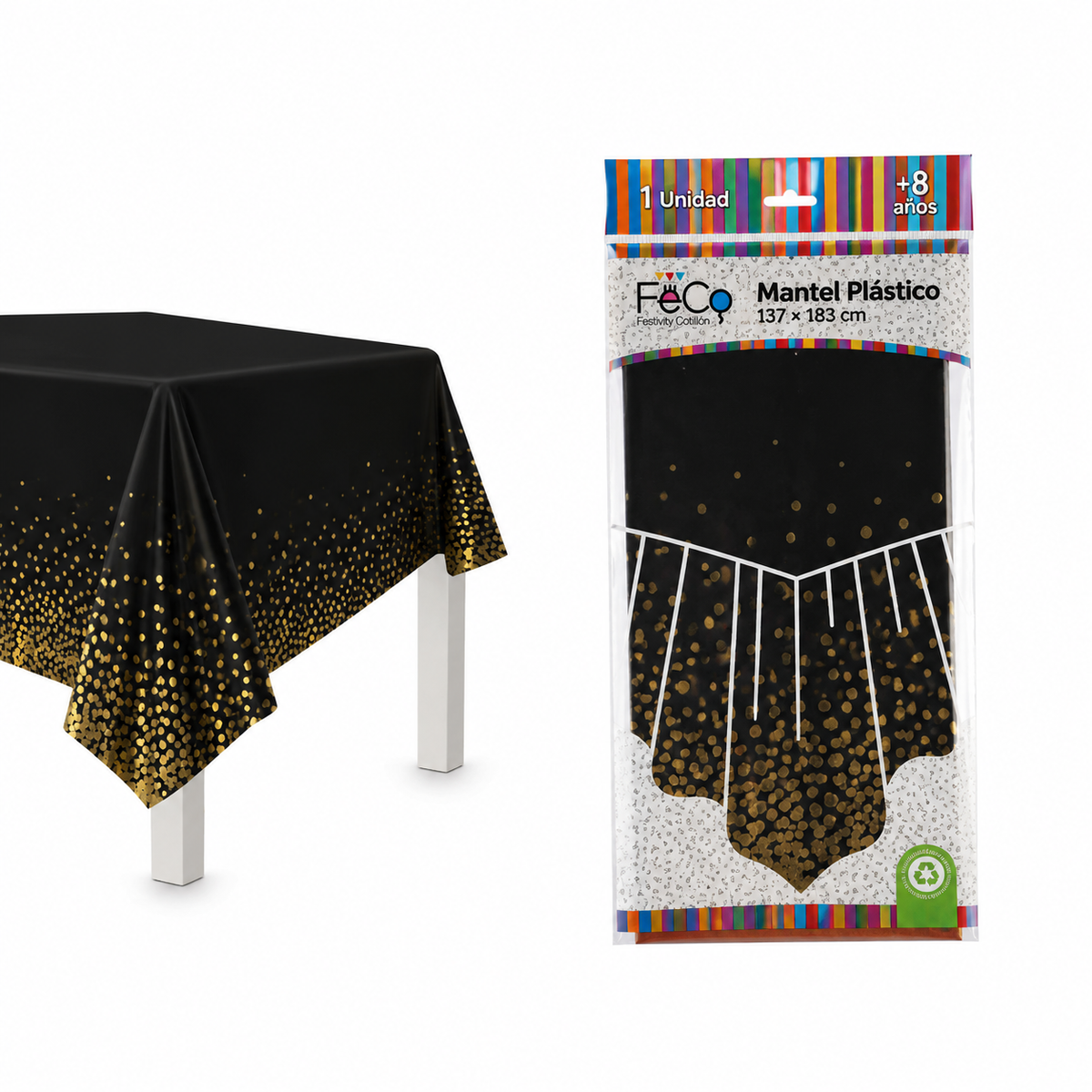 MANTEL METALICO NEGRO/DORADO 137X183 X1U