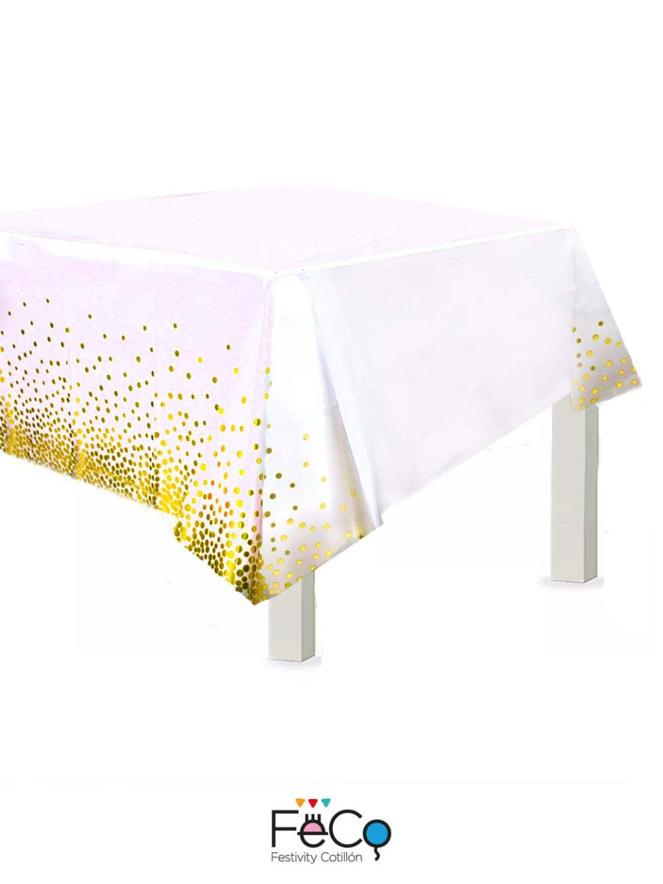 MANTEL METALICO BLANCO/DORADO 137X183CM X1U