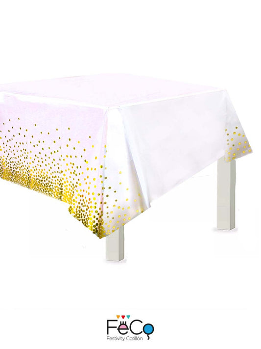 MANTEL METALICO BLANCO/DORADO 137X183CM X1U