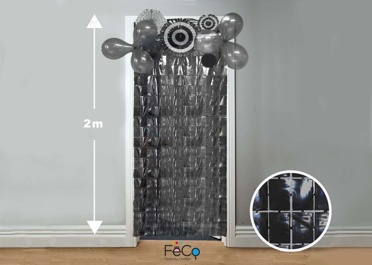 CORTINA METALICA CUADRITOS NEGRO 1X2M X1U
