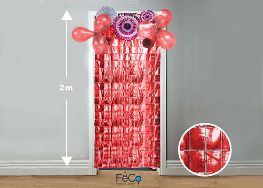 CORTINA METALICA CUADRITOS ROJO 1X2M X1U