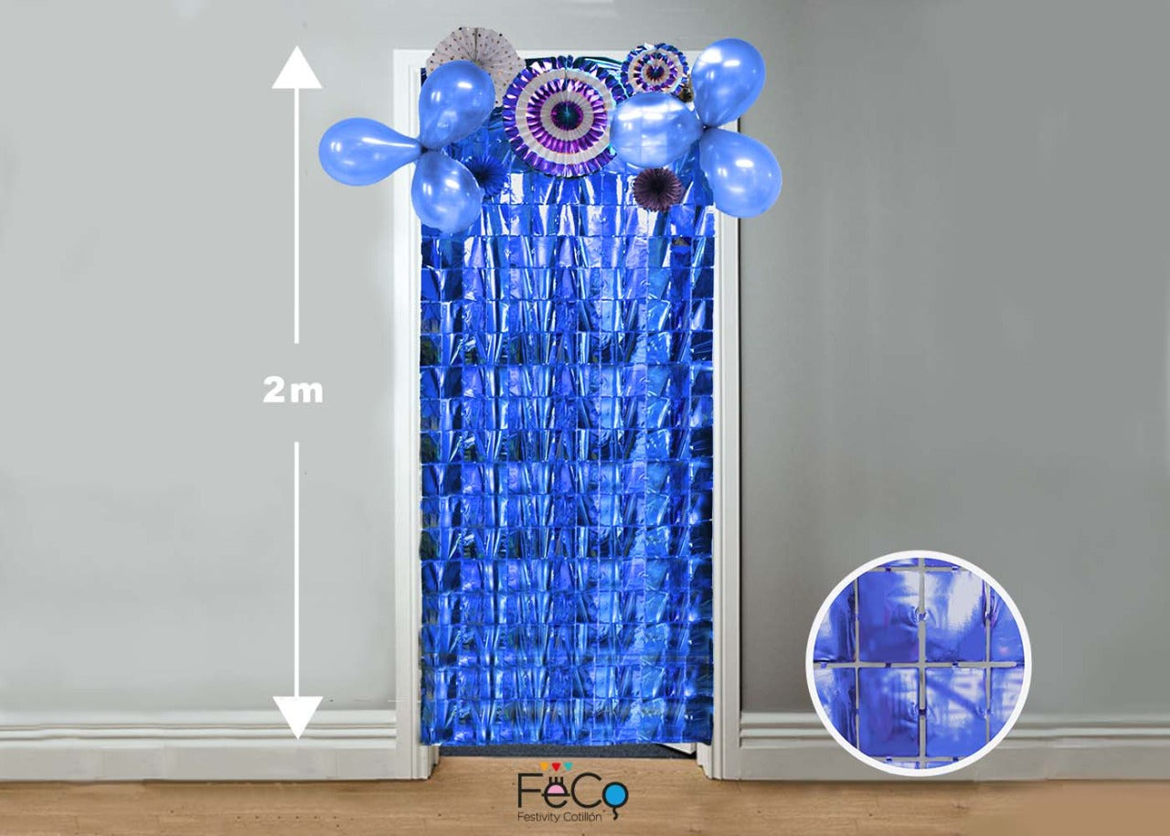 CORTINA METALICA CUADRITOS AZUL 1X2M X1U