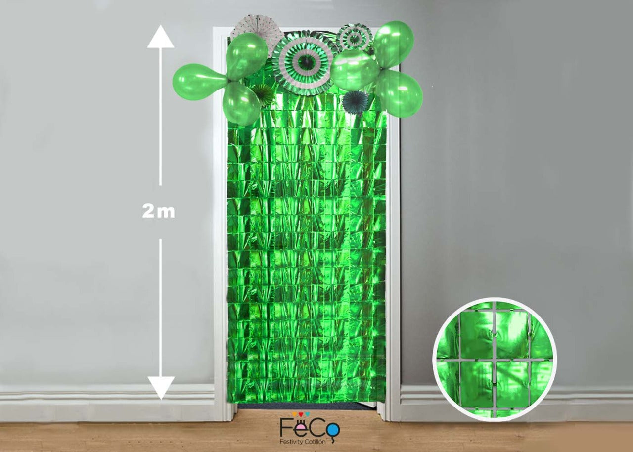 CORTINA METALICA CUADRITOS VERDE 1X2M X1U