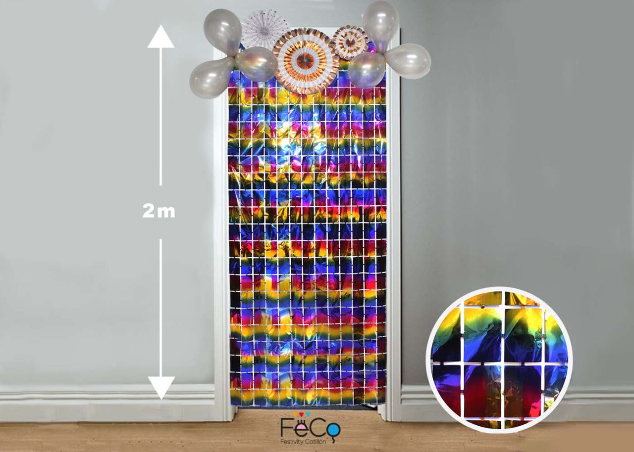 CORTINA METALICA CUADRITOS ARCOIRIS 1X2M X1U