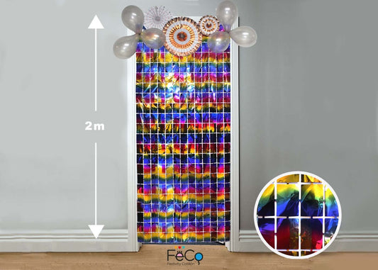 CORTINA METALICA CUADRITOS ARCOIRIS 1X2M X1U