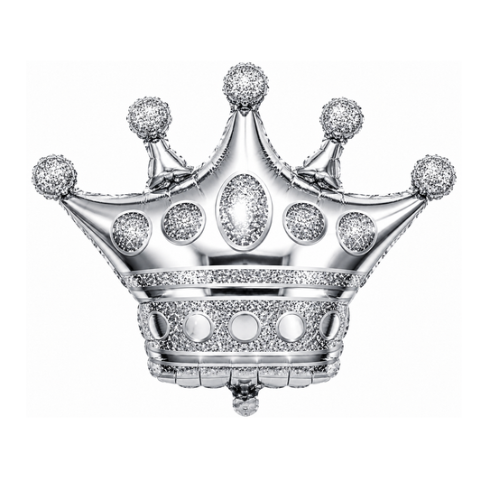 GLOBO METALICO CORONA PLATEADO 76X75 CM X1U