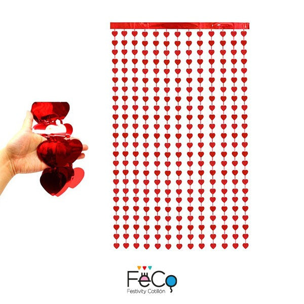 CORTINA METALICA CORAZON ROJO 1X2M X1U