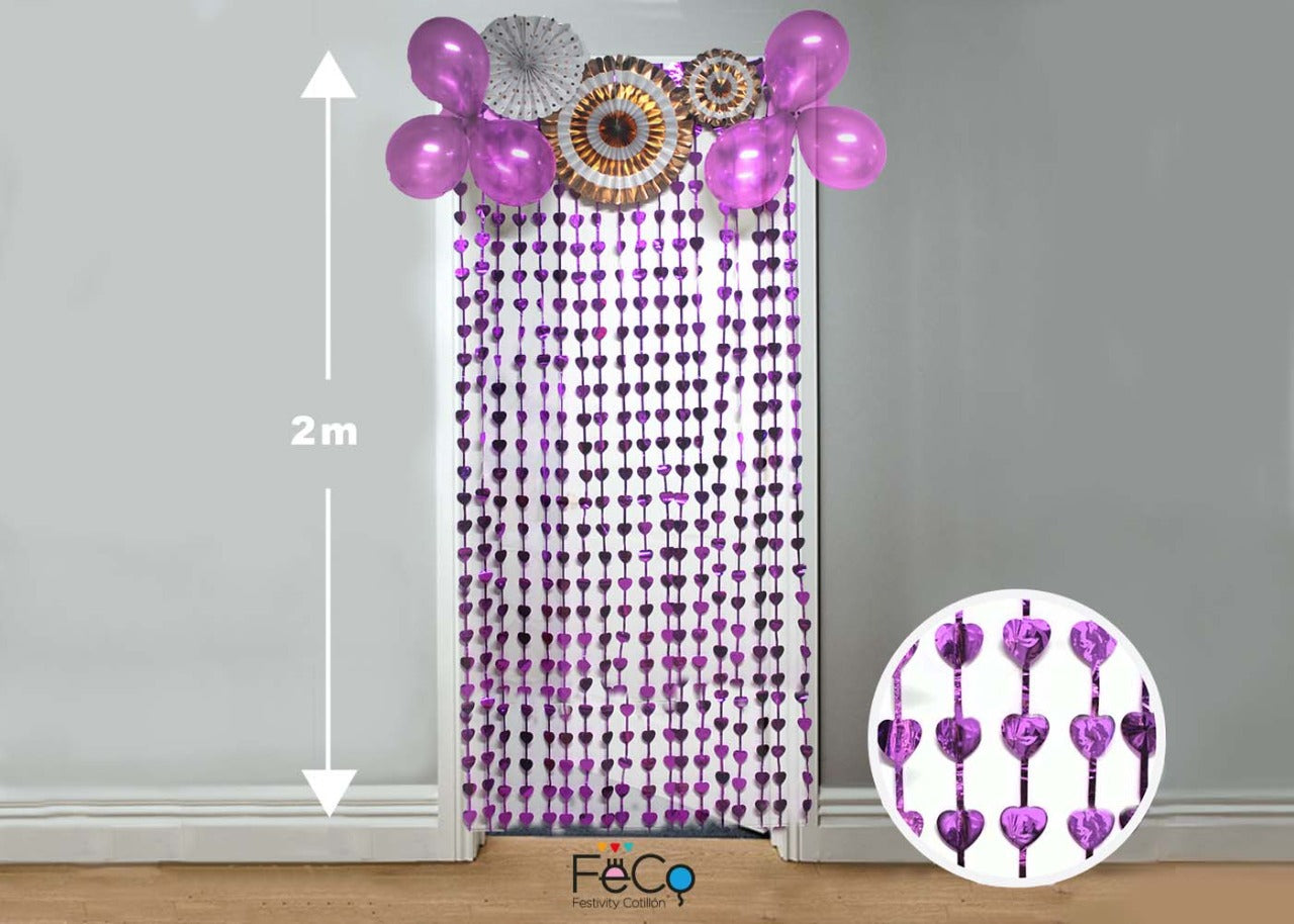 CORTINA METALICA CORAZON FUCSIA 1X2M X1U