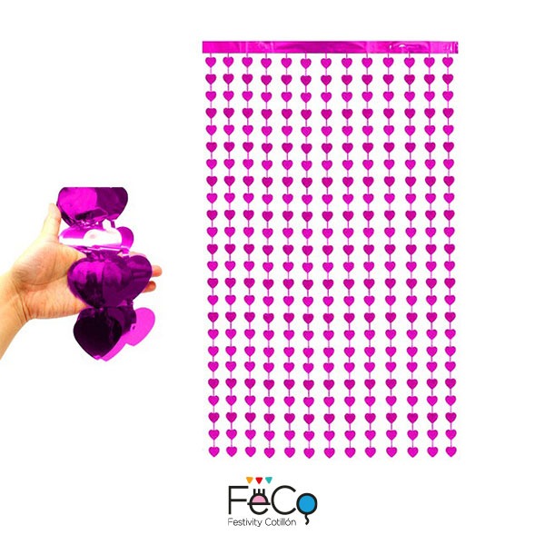 CORTINA METALICA CORAZON FUCSIA 1X2M X1U