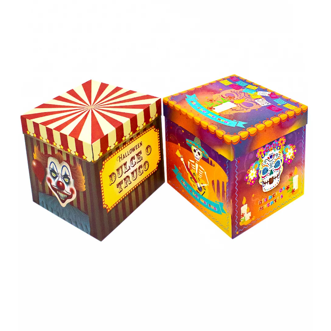 CAJA PLEGABLE HALLOWEEN 15X15CM DULCE O TRUCO X1U