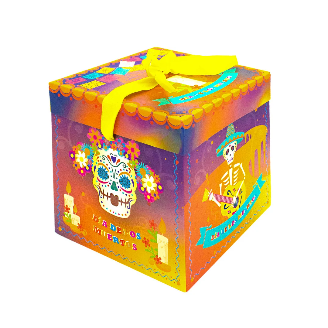 CAJA PLEGABLE HALLOWEEN 15X15CM DULCE O TRUCO X1U