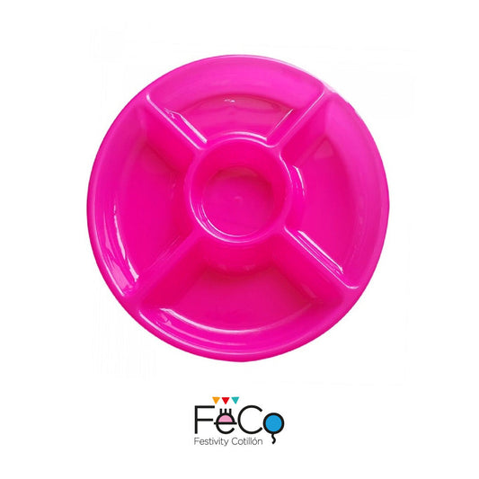 BANDEJA 5 ESPACIOS PLASTICO 30CM FUCCIA