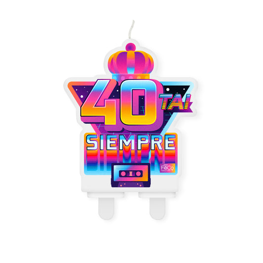 VELA FRASE "40TAI SIEMPRE" X1U