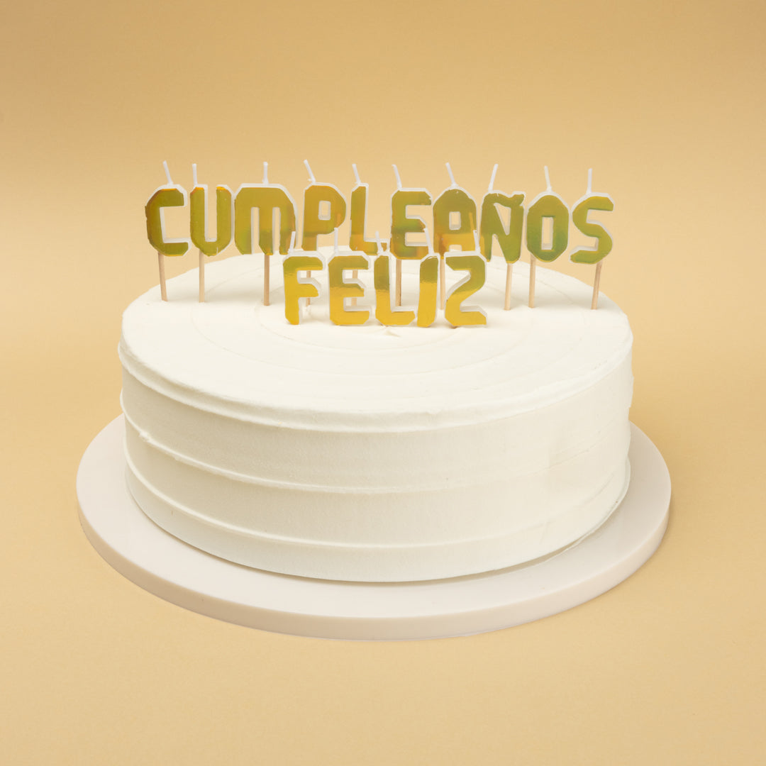 VELA FRASE FELIZ CUMPLEAÑOS HOLOGRAFICA DORADO X1U