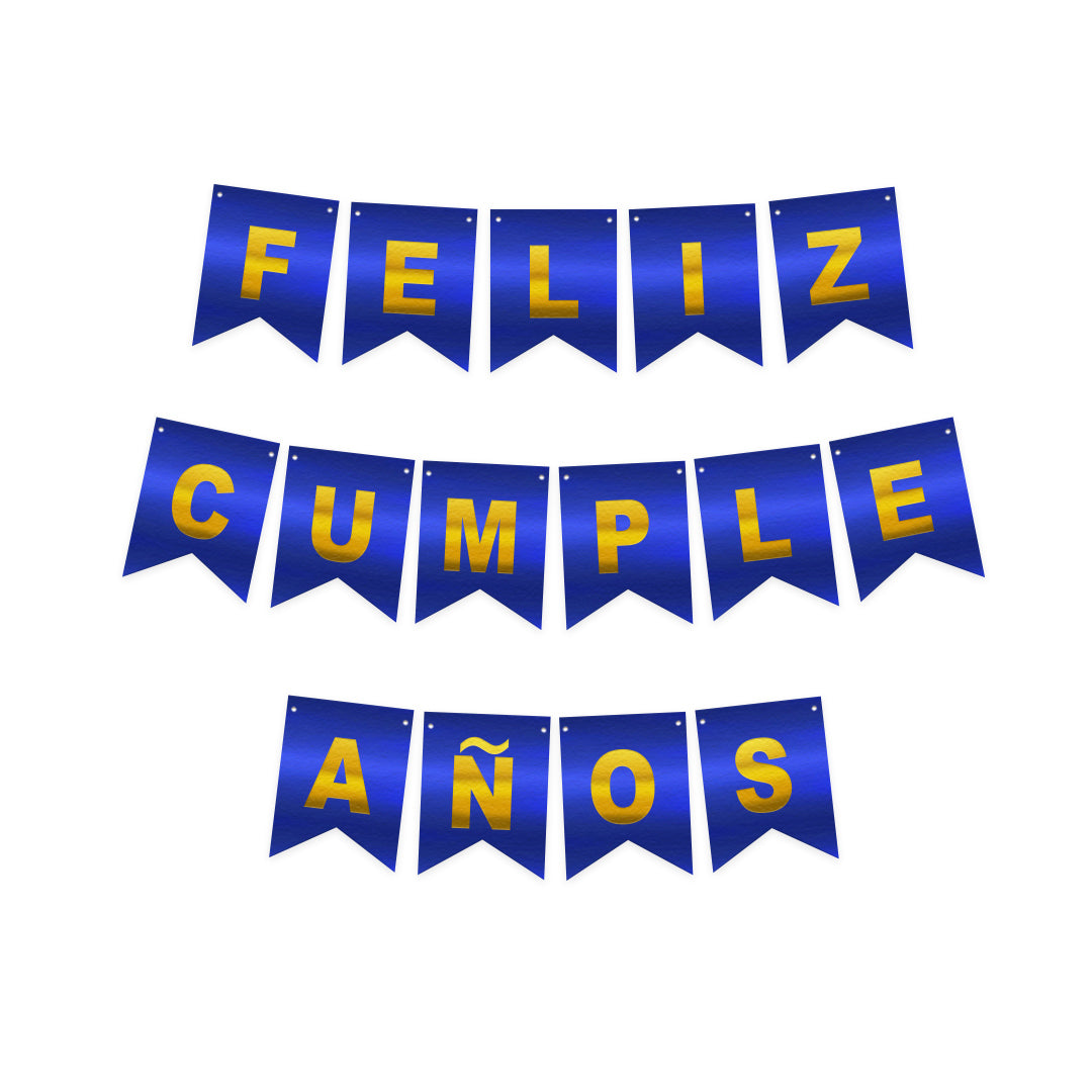 GUIRNALDA FELIZ CUMPLEAÑOS AZUL/DORADO GLITTER 4M X1U