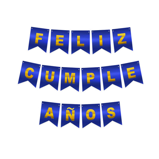 GUIRNALDA FELIZ CUMPLEAÑOS AZUL/DORADO GLITTER 4M X1U