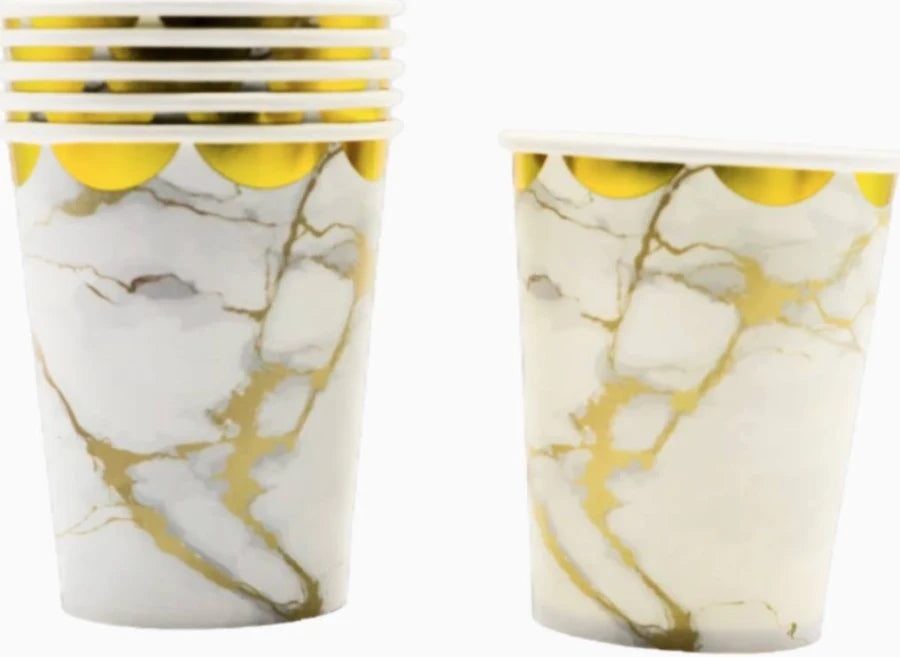 VASO CARTON 7 MARMOLEADO BLANCO X6U