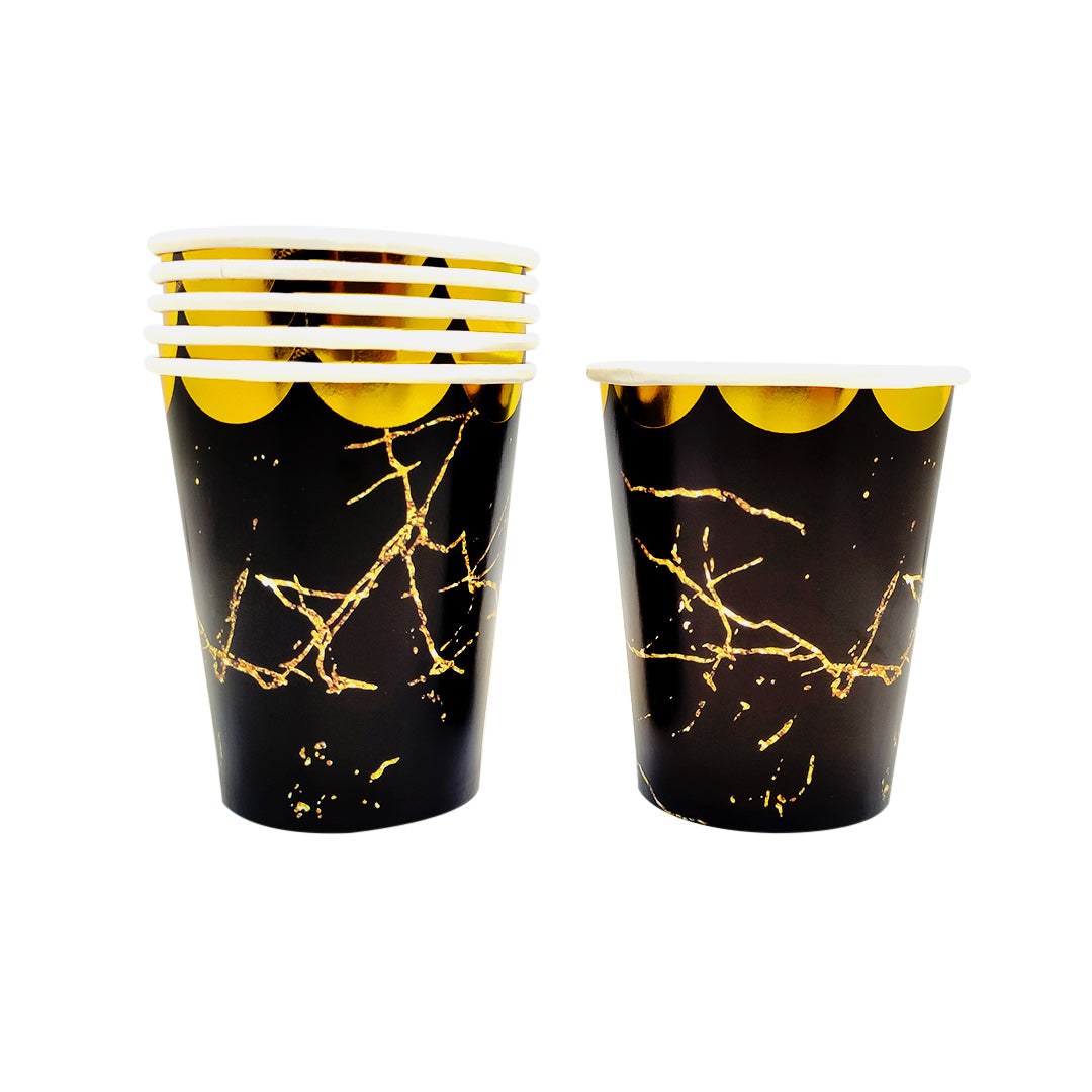 VASO CARTON 7 MARMOLEADO NEGRO X6U