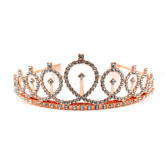 CORONA TIARA METALICA PRINCESA ROSE GOLD X1U