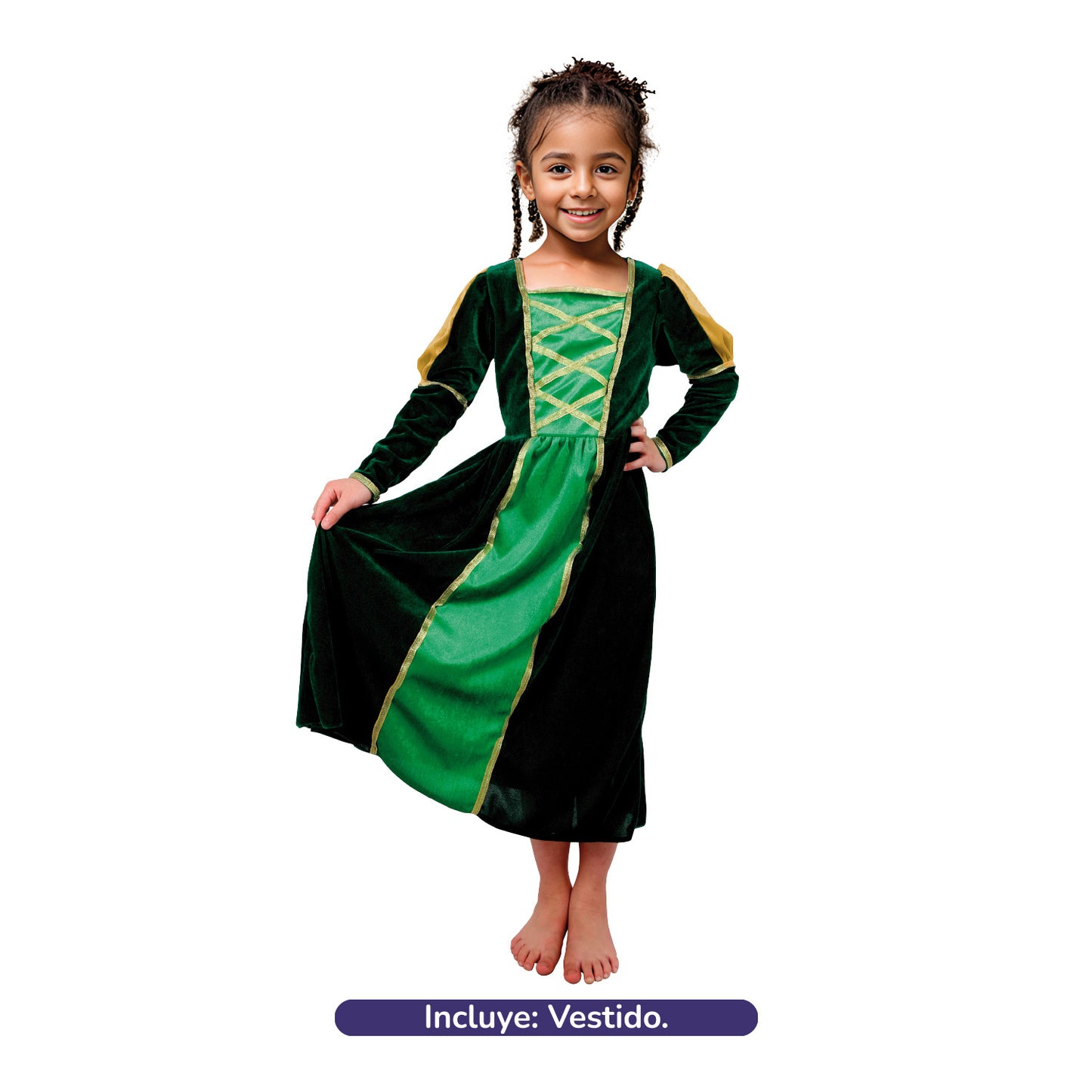 TRAJE PRINCESA VERDE - DIFERENTES TALLAS