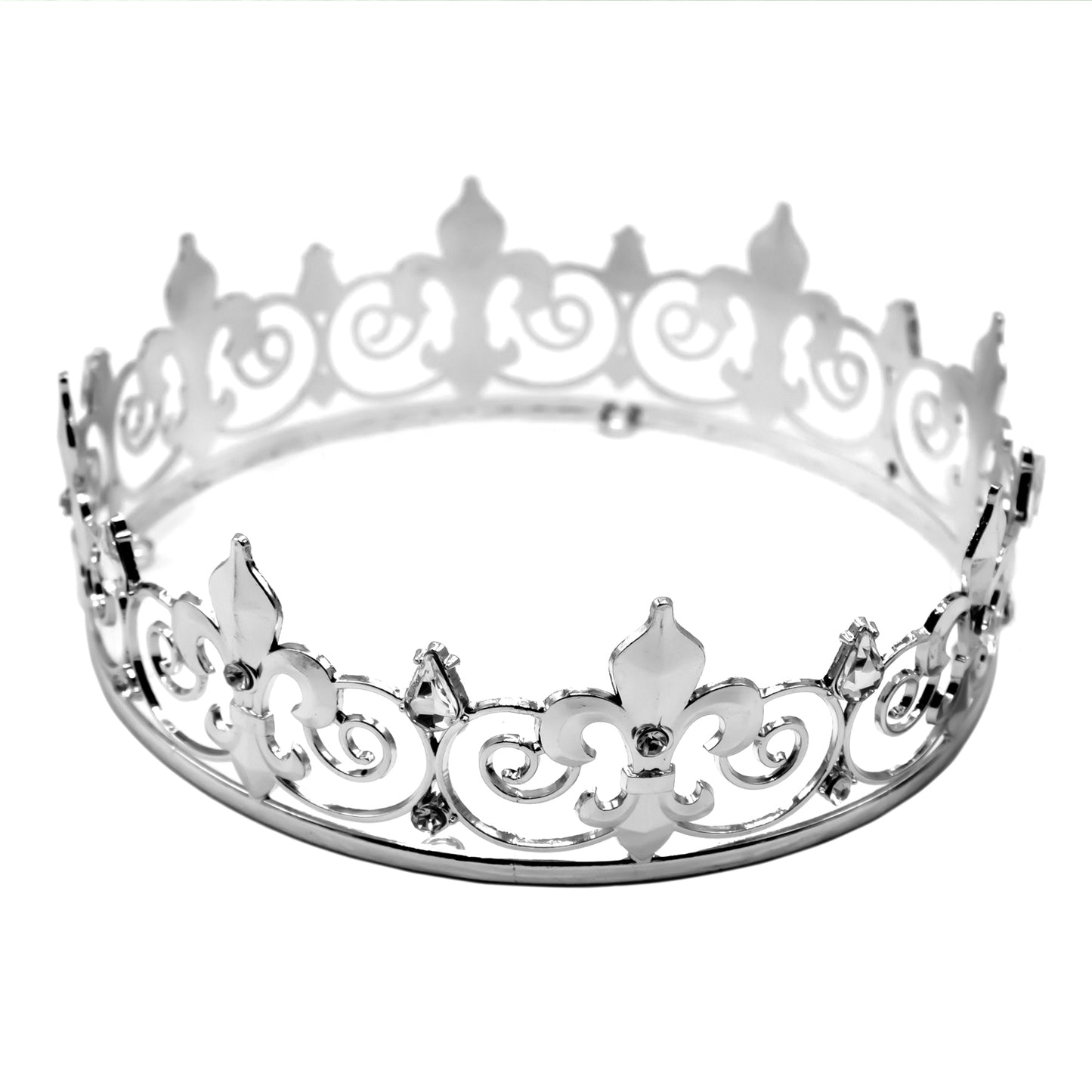 CORONA METALICA GRUESA REY PLATEADO X1U