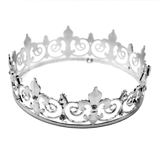 CORONA METALICA GRUESA REY PLATEADO X1U