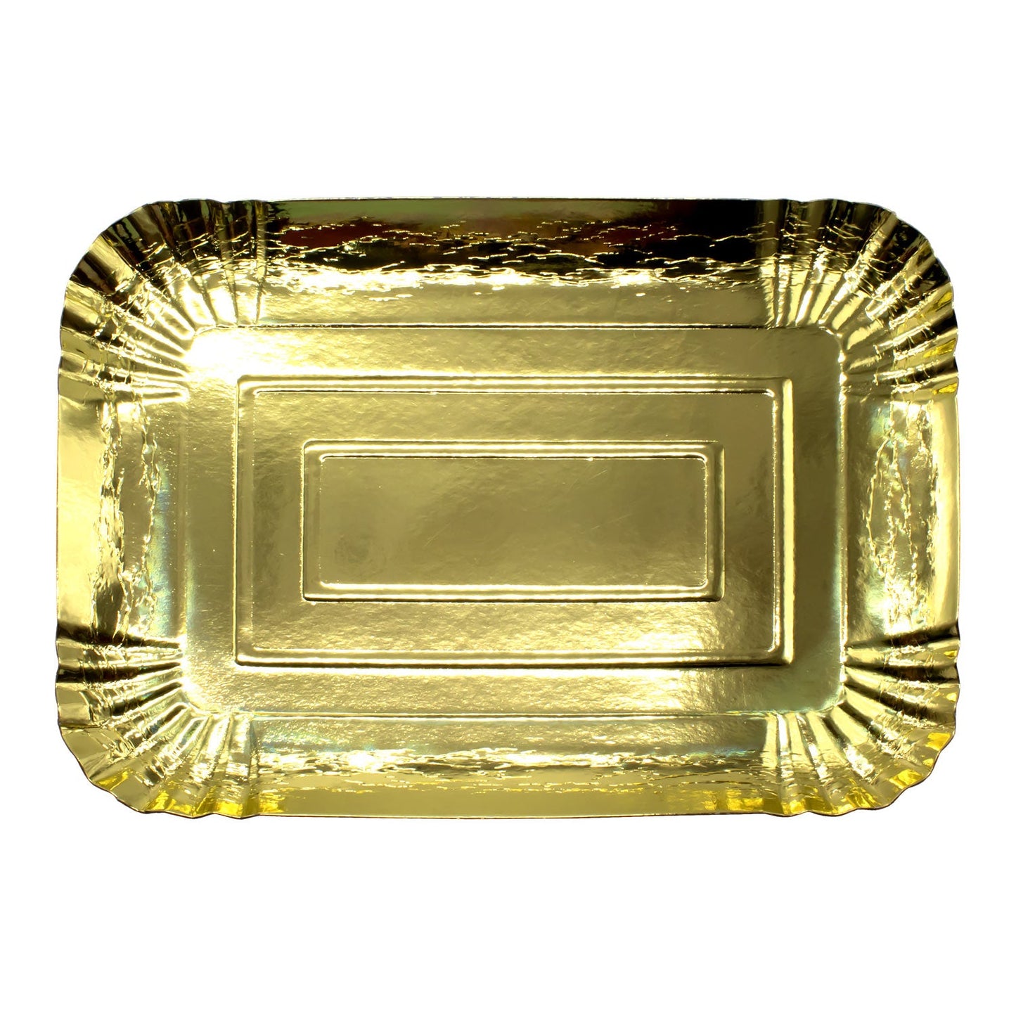BANDEJA CARTON RECTANGULAR 25X35CM DORADO X1U