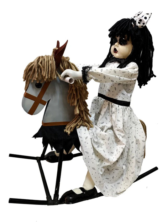 MUÑECA EN CABALLO MECEDOR ANIMATRONICS 72CM X1U