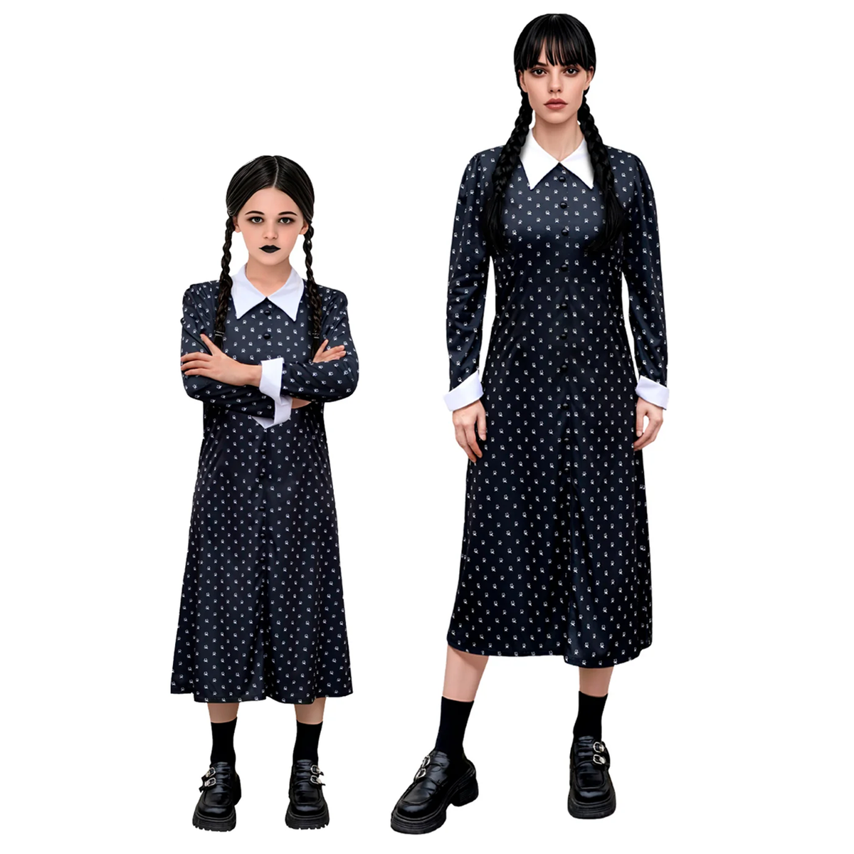 TRAJE MERLINA VESTIDO NEGRO - DIFERENTES TALLAS