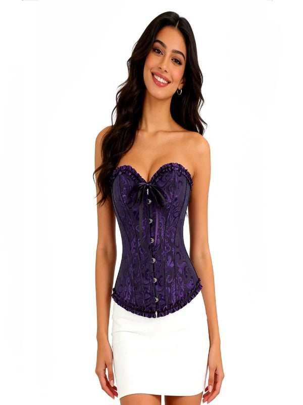 CORSET DISEÑO FLORAL MORADO